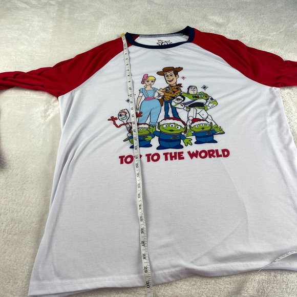 Disney Pixar Toy Story 4 Pajama Top Size L White Toy To The World Raglan Sleeve - Picture 6 of 11